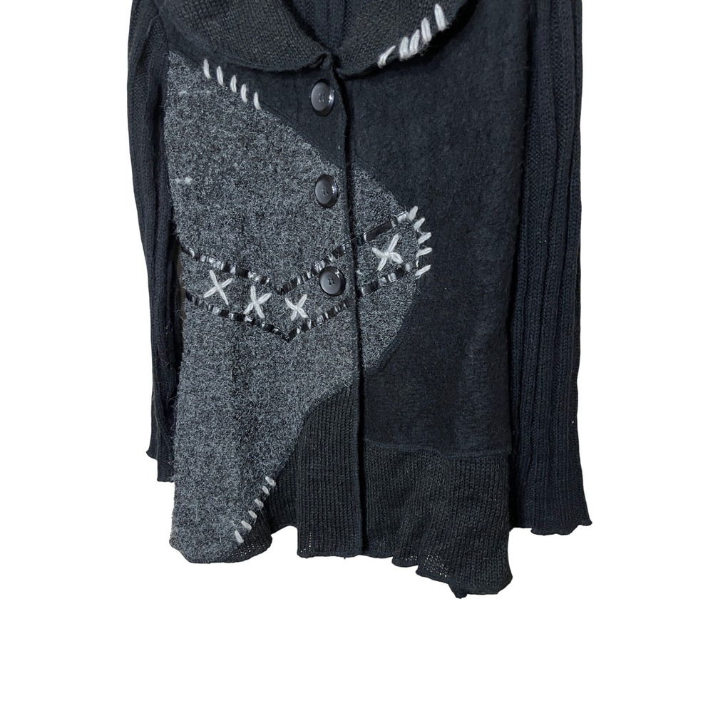 Sioni Studio Black Gray Patchwork Knit Cardigan S… - image 3